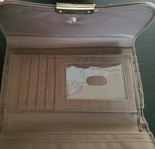 CHAPS Womens Tri Fold Wallet Organizer Checkbook Brown Clutch Snap Closure NEW - Picture 10 of 15