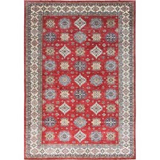 12'1" x 16' Rich Red Wool Hand Knotted Afghan Super Kazak Oversized Rug R82528