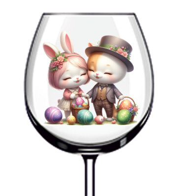 12x Ostern Katze Ei Blume Weinglas Flasche Becher Vinyl Aufkleber Abziehbild a10051