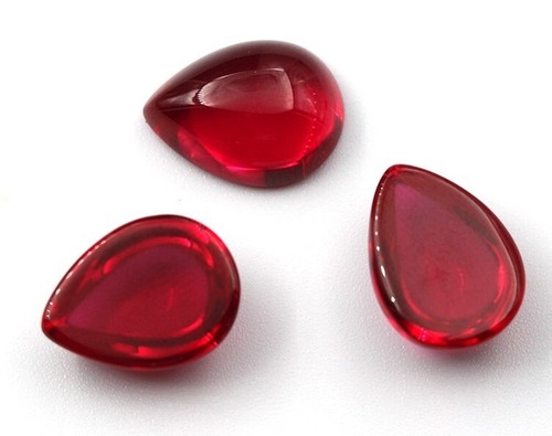 AAA Red Ruby 9x11mm To 10x14mm Pear Flat Back Cabochon Synthetic Loose Gemstone - Picture 9 of 24