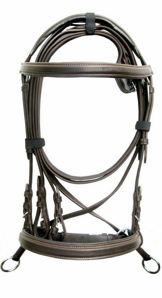 ENGLISH Leather Beaded Bitless Horse Western Sidepull Bridle Reins Ship from USA Tania, dobra cena