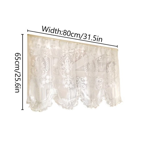 Retro Mesh Lace Curtain Voile Valance Pelmet Mesh Net Ruffle Window Door Curtain - Picture 14 of 18