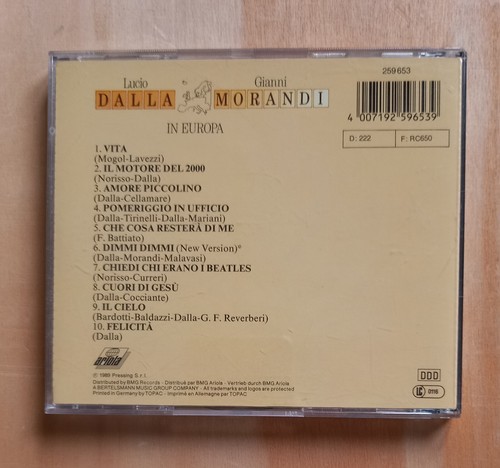 CD LUCIO DAL GIANNI MORANDI In Europa 1989 Germany Ariola - Bild 2 von 7