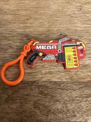 Nerf Megalodon Gun Red & Orange Silicone Rubber Keychain/ Keyring Toy