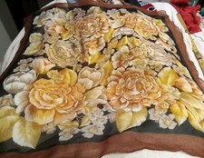 Vintage Sheer Woman's Scarf Rose Pattern