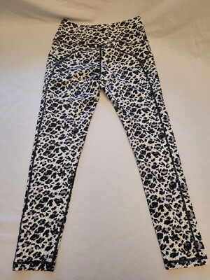 Zyia Active Black/ White/ Gray Leopard Cheetah High Rise Leggings Sz. Med (8-10)