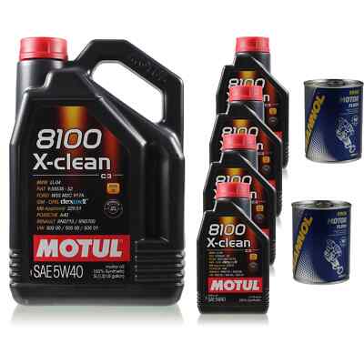 9L Motoröl Motul 8100 X-clean 5W-40 2x MANNOL Motor Flush ADDITIV