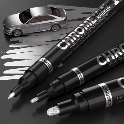 KERIFI Silber Liquid Chrom Marker Dauerhaft Kunst Flüssig-Chrom-Marker-Set, Refl