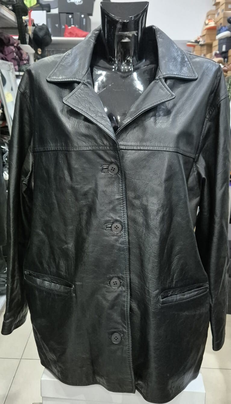 Vintage Black Leather Jacket for Women Size 48 LLR67