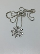 CZ Sterling Silver 925 P Lux Italy Snowflake Pendant Necklace 24"