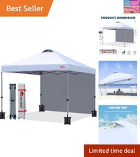 Durable Pop-up Canopy Tent with 1 Sidewall 8'x8',White