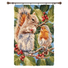 Herrschners  Chatter in the Woods Rug Kit  Hanger Latch Hook Kit