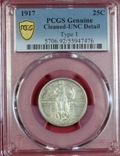 1917-P TYPE 1 STANDING LIBERTY QUARTER PCGS UNC DETAIL