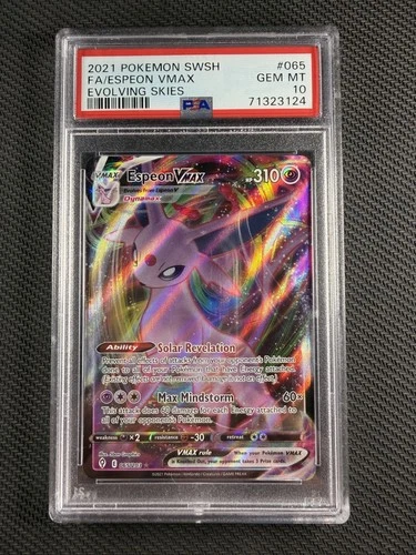 Pokemon Cards PSA 10 GEM MT Espeon Vmax Evolving Skies SWSH 2021 065/203