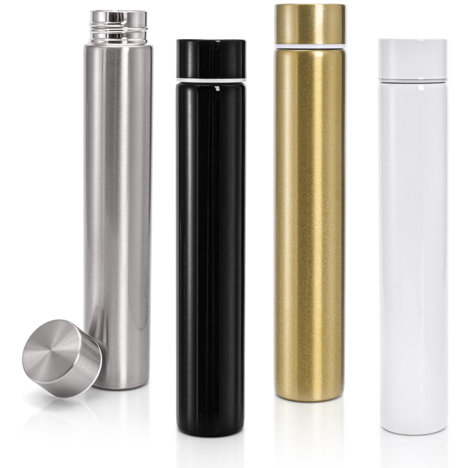 4 Pack Slim Insulated Water Bottles, 9.5 Oz Skinny Stainless
