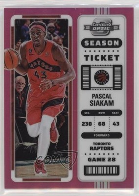 2022 Panini Contenders Optic Season Ticket Pink Prizm 20/75 Pascal Siakam 0za0