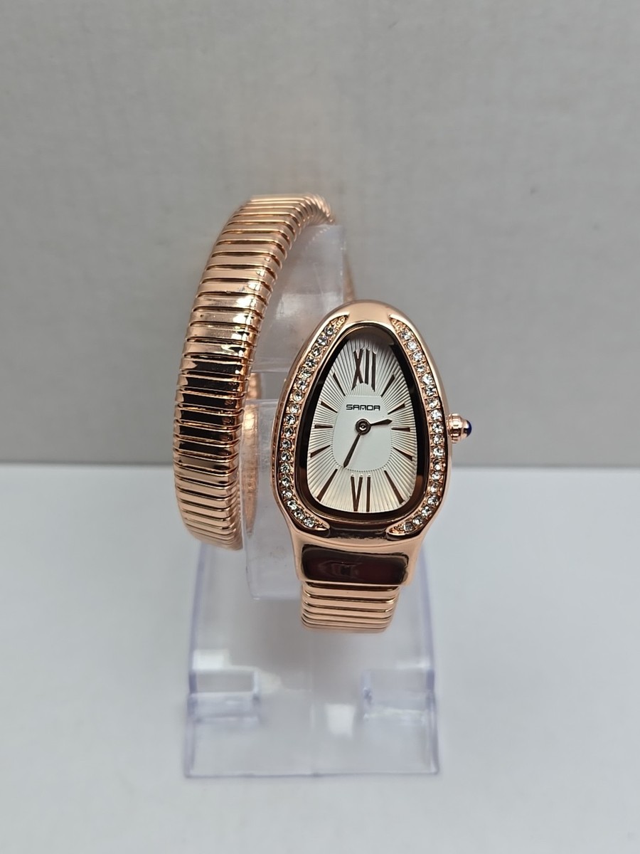 Sanda 1151 Rose Gold Snake Coil Bangle Rhinestone Roman Womens Watch New Battery JC1L393M0055.webp?crop=center&  main image 4
