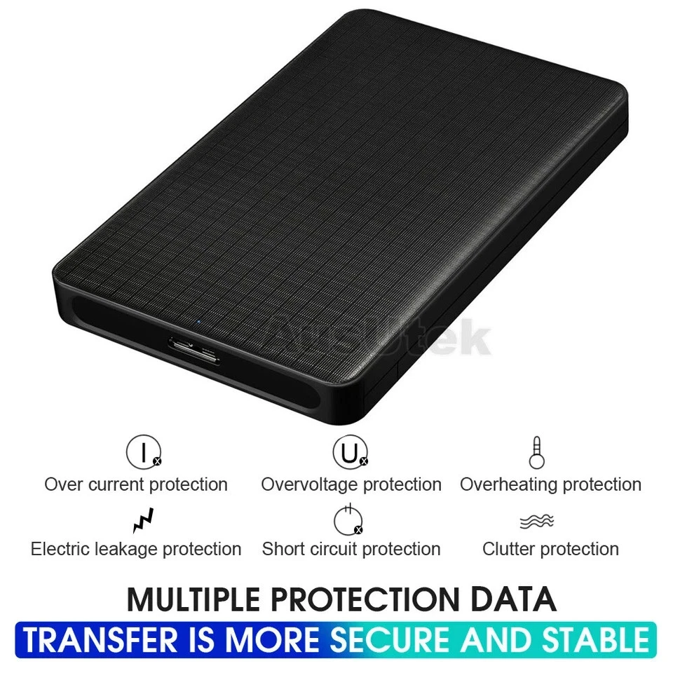 2.5" USB 3.0 SATA External Hard Drive Enclosure Case for HDD SSD