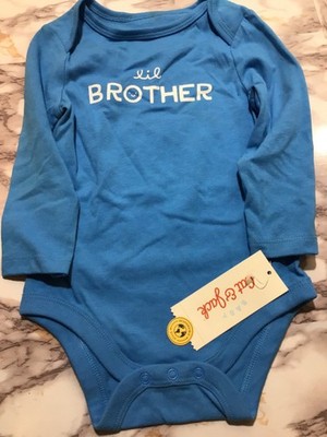 NWT Baby Cat & Jack Royal Blue One Piece Size 6-9 Months  lil BROTHER 