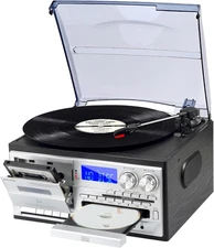 9 in 1 Record Player with External Speakers,3 Speed Bluetooth Turntable Vinyl Pl