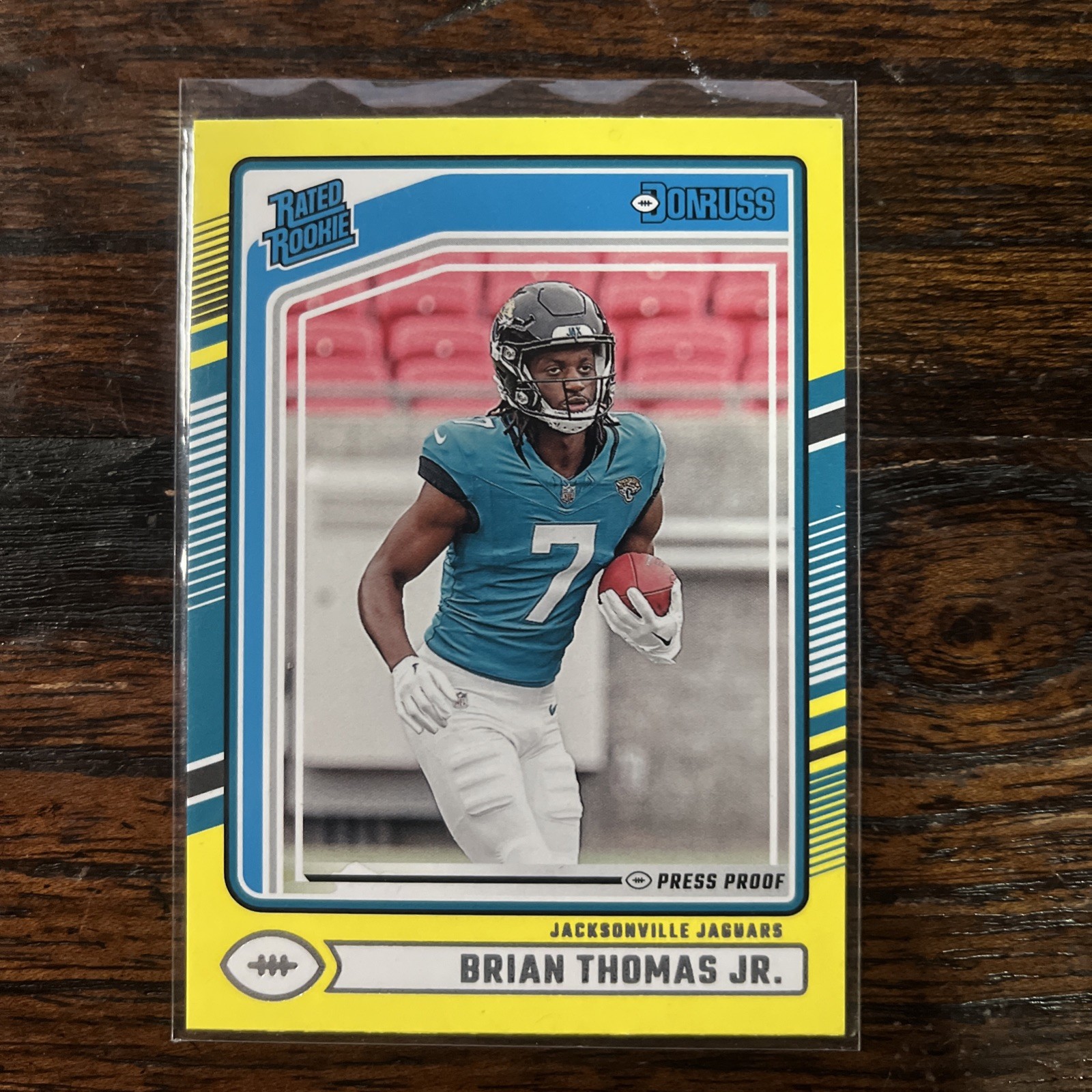 2024 Panini Donruss -#313 -Brian Thomas Jr. (RC)-YELLOW PRESS PROOF-Rated Rookie