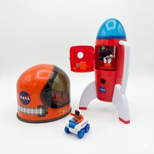 NASA Space Rocket Playset with Astronaut Figures, Rover Vehicle, and Toy Helmet