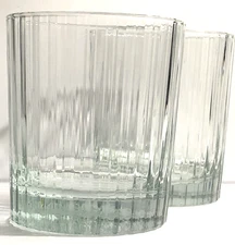 Old Fashioned Whiskey Cocktail Glasses Ribbed Design 12 Oz Heavy Bottom Set of 4