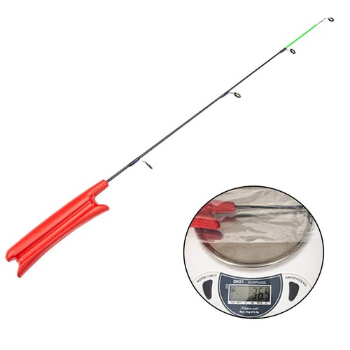 Canna da Pesca Corta in Vetroresina Colore Nero e Rosso Canna da Pesca per Ghiac - Foto 10 di 12