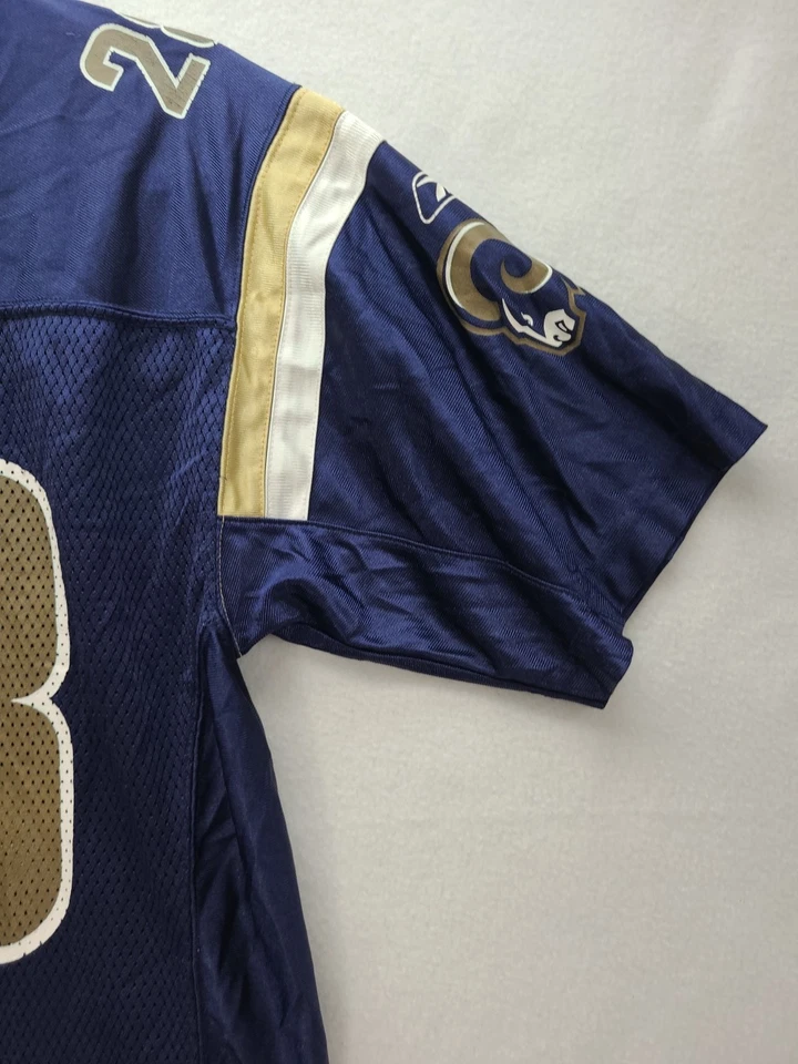 Camiseta de fútbol americano vintage Reebok NFL St Louis Rams Marshall Faulk 28 para mujer Lg Foto 2 de 4