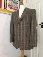 DAKS House Houndstooth Check Tweed Style Blazer Jacket Size 44 Vintage