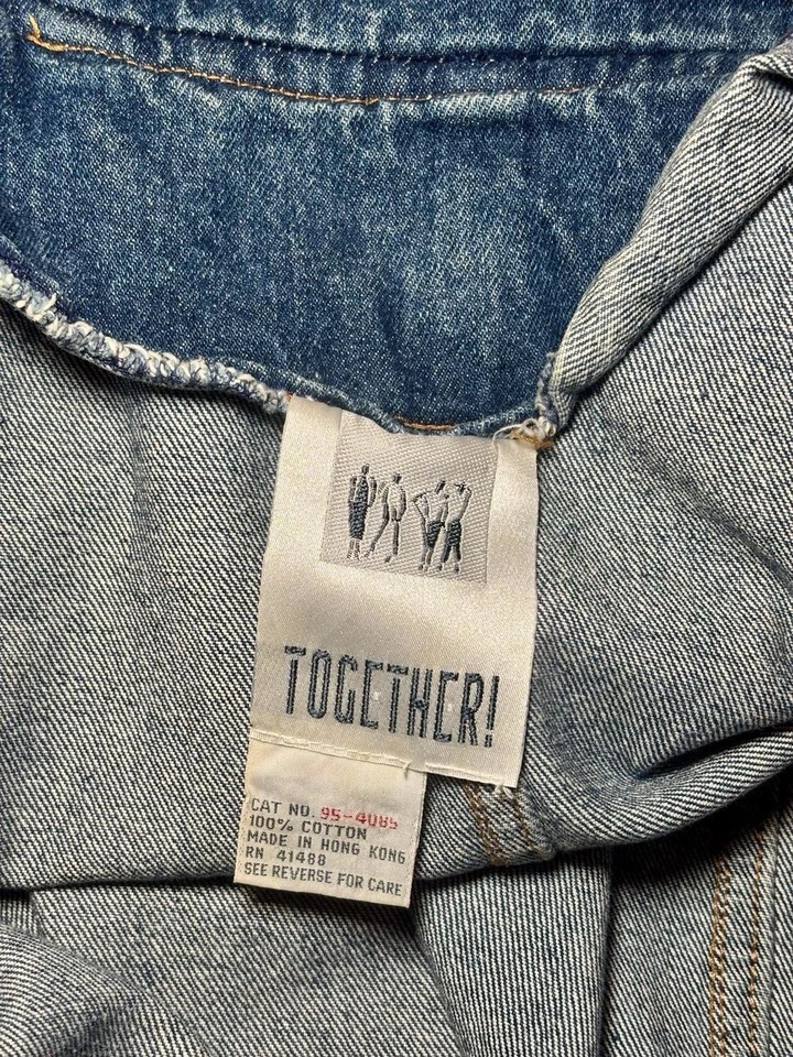 Gabardina de mezclilla índigo de gran tamaño 100 % algodón años 80, talla L-XL Foto 3 de 4