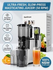 EanOruus Slow Masticating Juicer Cold Press Machine Big Chute 50 RPM JE-75B NIB