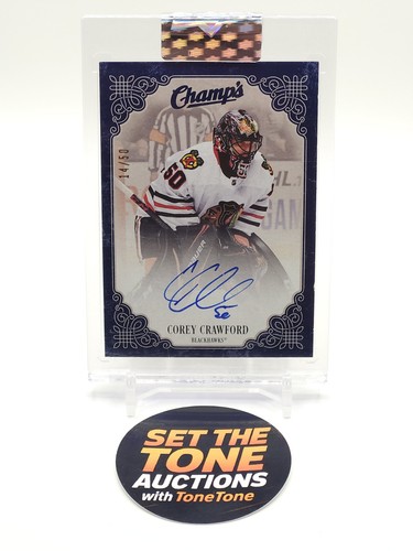 Corey Crawford #C-CC 2023 Upper Deck Clear Cut Champs Auto card