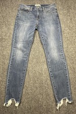 Lucky Brand Jeans Womens 6/28 Blue Ava Mid Rise Skinny Raw Hem Stretch Denim