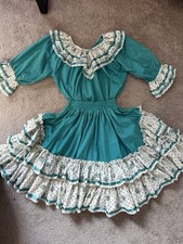 Susie's Ruffles Women's Floral Chambray Cotton Square Dance Dress