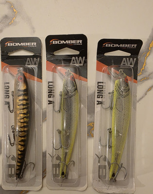 LOT OF 3 -  Bomber Long A Crankbait Multicolor Positive Buoyancy Rattle 4.75in