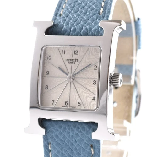Orologio Hermès H Hh1.210 Analogico Quarzo Donna Bellissimo Orologio Hermes Cinturino Blu Vint