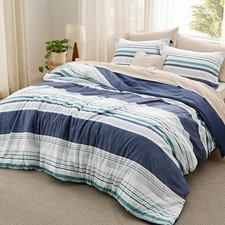 Comforter Set Size - Bedding Comforter Set for Striped Queen 05 - Navy Blue