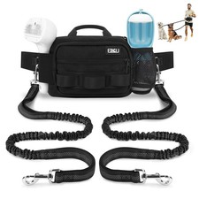 Hands Dog Leash with Zipper Pouch, Waist Belt for Large Medium 2 Dogs for Run...