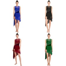 Women Dancewear Rhinestone Costumes Stage Dress Uniforms Leotard Competition