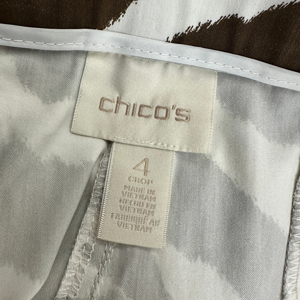 Chicos Womens Pants Size 4 US 2X Brown White Zebra Stripe Animal Print Cropped - Image 3 of 4
