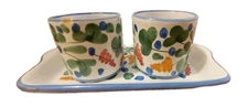 Te Cup Set With Dish Miniature Hand Painted Signed
