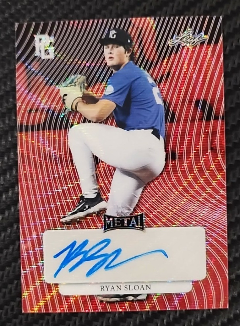 2023 Leaf PG Ryan Sloan Red Refractor 3/5 AUTO Rookie MARINERS #MA-RS1 RARE