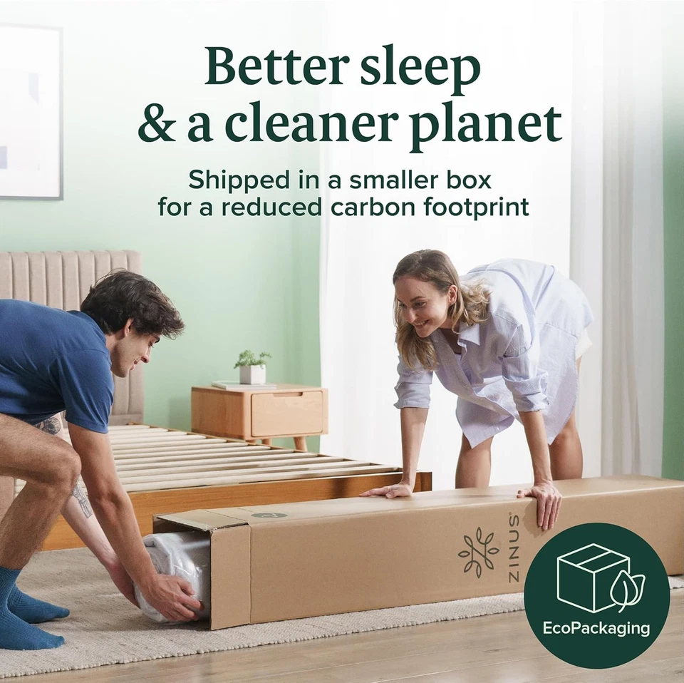 Матрас ZINUS 6 дюймов зеленый чай пена с эффектом памяти [новая версия], полный, без стекловолокна - Изображение 3 из 4