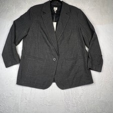 NWT A New Day Womens Charcoal Gray Plaid One Button Blazer XXL Lined Work Jacket
