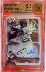 2018 Bowman Chrome Rookie Auto Refractor Ronald Acuna Jr. Graded BGS 9.5 #ed/499