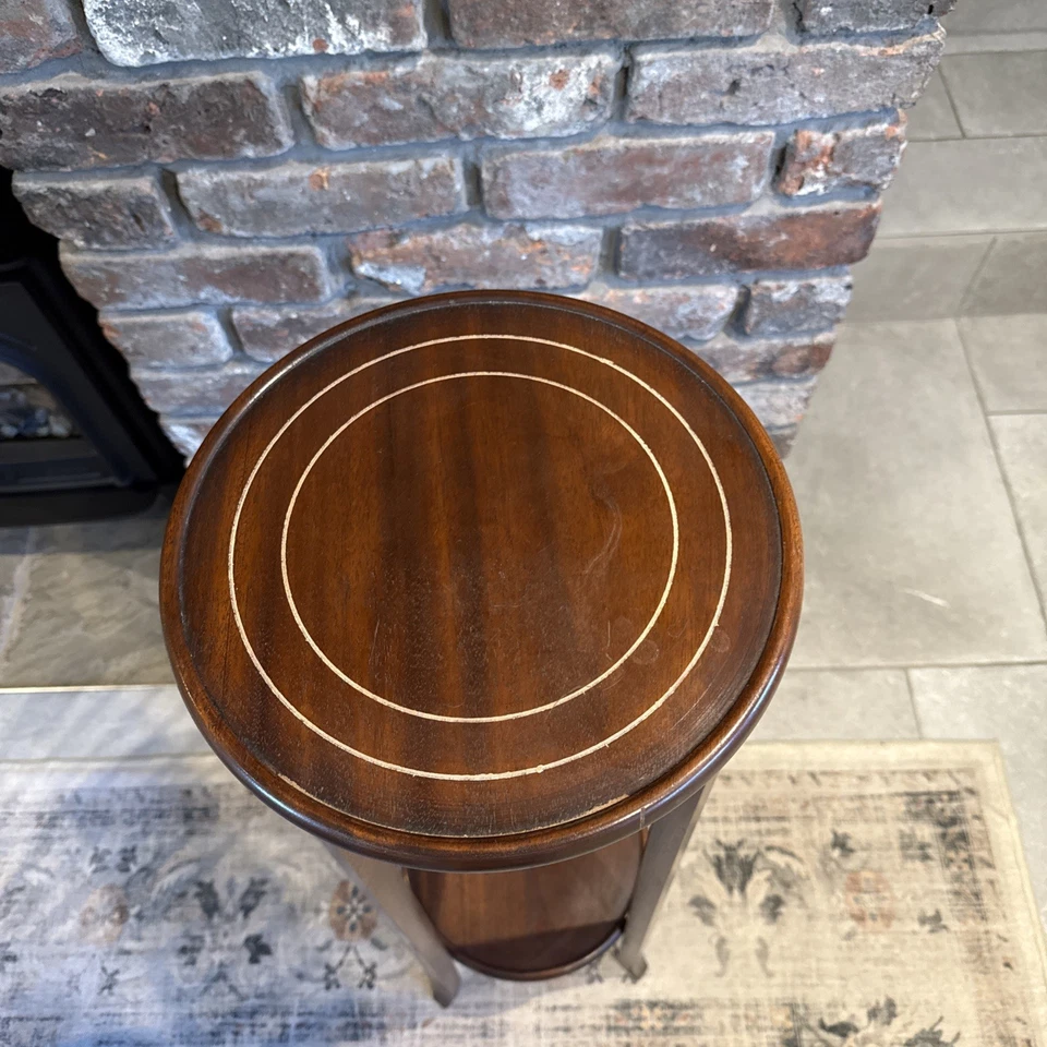 Round Plant Table Stand Side Table Lamp Stand Tall Wooden - Image 3 of 4