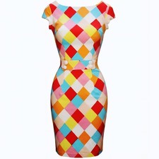 Shabby Apple Dress Retro 7's Womens 4 Sheath Knee Length Mod Rainbow Pin-up