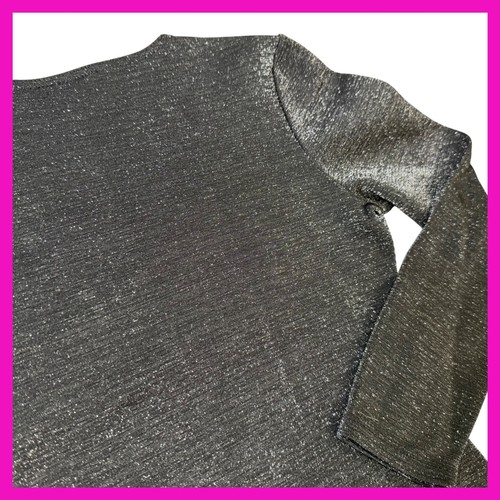 90's Vintage Express Tricot Sparkle Top Long Sleeve Shimmer Party Shirt - Picture 6 of 9