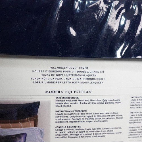New Ralph Lauren Windowpane Duvet Cover Full Queen Camel Brown Modern Equestrian - Picture 8 of 11
